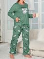 Plus Size Autumn/winter Long Sleeve Casual Pajamas Set