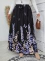 EMERY ROSE Plus Size Flora Pattern Skirt