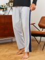 Men Contrast Side Seam Pajama Pants