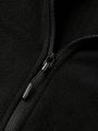 Men Letter Embroidery Zip Up Fleece Jacket