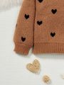 SHEIN Young Girl Heart Pattern Sweater