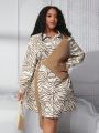 SHEIN CURVE+ Women's Plus Size Printed Shirt Dress