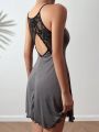 Sexy Lace Patchwork Spaghetti Strap Sleep Dress