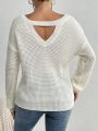 SHEIN Privé Women's Lace Patchwork Drop Shoulder Sweater