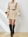 SHEIN Essnce Solid Color Cargo Pleated Skirt Set