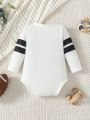 Baby Boys' Casual Rugby Pattern Long Sleeve Bodysuit With Medium Thickness For Spring And Autumn