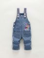 Baby Girl Cartoon Embroidery Denim Overall Jumpsuit