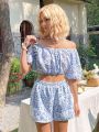 SHEIN WYWH Ladies' Printed Vacation Outfit Two-Piece Set