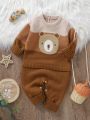 Baby Boys' Color Block Cute Bear Sweater Romper