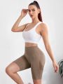 Yoga Basic Seamless Contrast Panel Biker Shorts