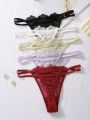 5pcs Perspective Lace Thong