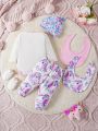 SHEIN Cute Unicorn, Butterfly & Floral Printed Casual Gift Set For Baby Girls