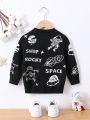 Young Boy Rocket & Letter Pattern Sweater