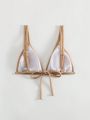 SHEIN Swim Basics Ladies' Solid Textured Bikini Top