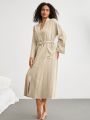 SHEIN Leisure Women'S Vertical Stripe Home Clothing Robe