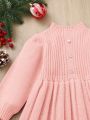 SHEIN Baby Girls' Cute Long Sleeve High-necked Sweater Dress