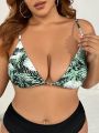 SHEIN Swim SXY Plus Size Women'S Snake Pattern Back Tie Swimsuit Top