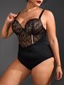 Plus Floral Lace Shapewear Bodysuit