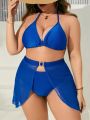 SHEIN Swim Vcay Plus Size Solid Color Bikini 3pcs Set