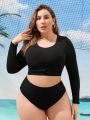 SHEIN Swim SPRTY Plus Size Solid Color Bikini Set