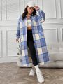 Plaid Print Drop Shoulder Flap Pocket Drop Shoulder Longline Oversized Shirt