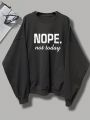 Boys' Letter Printed Drop Shoulder Casual Sweatshirt