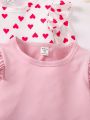 SHEIN Kids EVRYDAY Girls' Casual Soft & Warm Base Layer Heart Detail T-shirt, Single Piece, Versatile