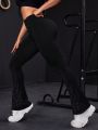 Rhinestone Detail Flare Leg Sports Pants