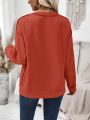 Women's Button Half Placket Drop Shoulder Sweatshirt