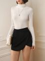 SHEIN Frenchy Solid Color Wrap Skort