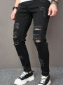 Men Ripped Frayed Skinny Jeans