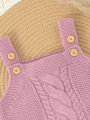 Baby Girls' Knitted Romper With Suspenders