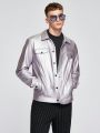 SHEIN Men Flap Detail Button Up Leather Look Jacket