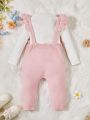 Baby Girls' Sweater Jumpsuit With Straps