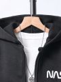 Teenage Boys' Letter Printed Hooded Sweatshirt And Sweatpants Set