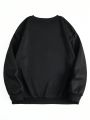 Plus Bear Print Drop Shoulder Thermal Sweatshirt