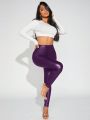 SHEIN SXY Women's Slim Fit Pu Leather Leggings