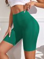 Yoga Basic Wide Waistband Biker Sports Shorts