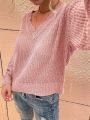 SHEIN Frenchy Women's Solid Color Drop Shoulder Knit Sweater