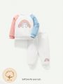 Cozy Cub Baby Girl Rainbow Print Raglan Sleeve Sweatshirt & Sweatpants