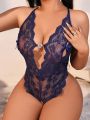 SHEIN Plus Size Women's Sexy Lace Bodysuit Lingerie