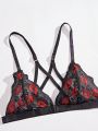 Women'S Lip Printed Embroidery Lace Sexy Lingerie Set (Valentine'S Day Edition)