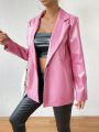 Solid Color Pointed Collar Blazer Jacket