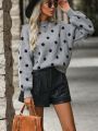 Polka Dot Pattern Drop Shoulder Sweater