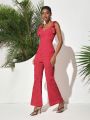 Christian Allana Eyelet Bustier Jumpsuit With Bow Straps