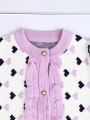 Baby Girl Heart Pattern Ruffle Trim Cardigan