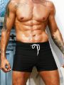 Men'S Plus Size Solid Color Drawstring Waist Swimsuit Shorts