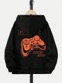 Tween Boy Slogan & Gamepad Graphic Drop Shoulder Hoodie