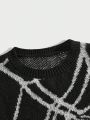 ROMWE Goth Men Spider Web Pattern Sweater