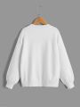 SHEIN Kids HYPEME Girls' (large) Loose Fit Crew Neck Casual Sweater In Solid Color